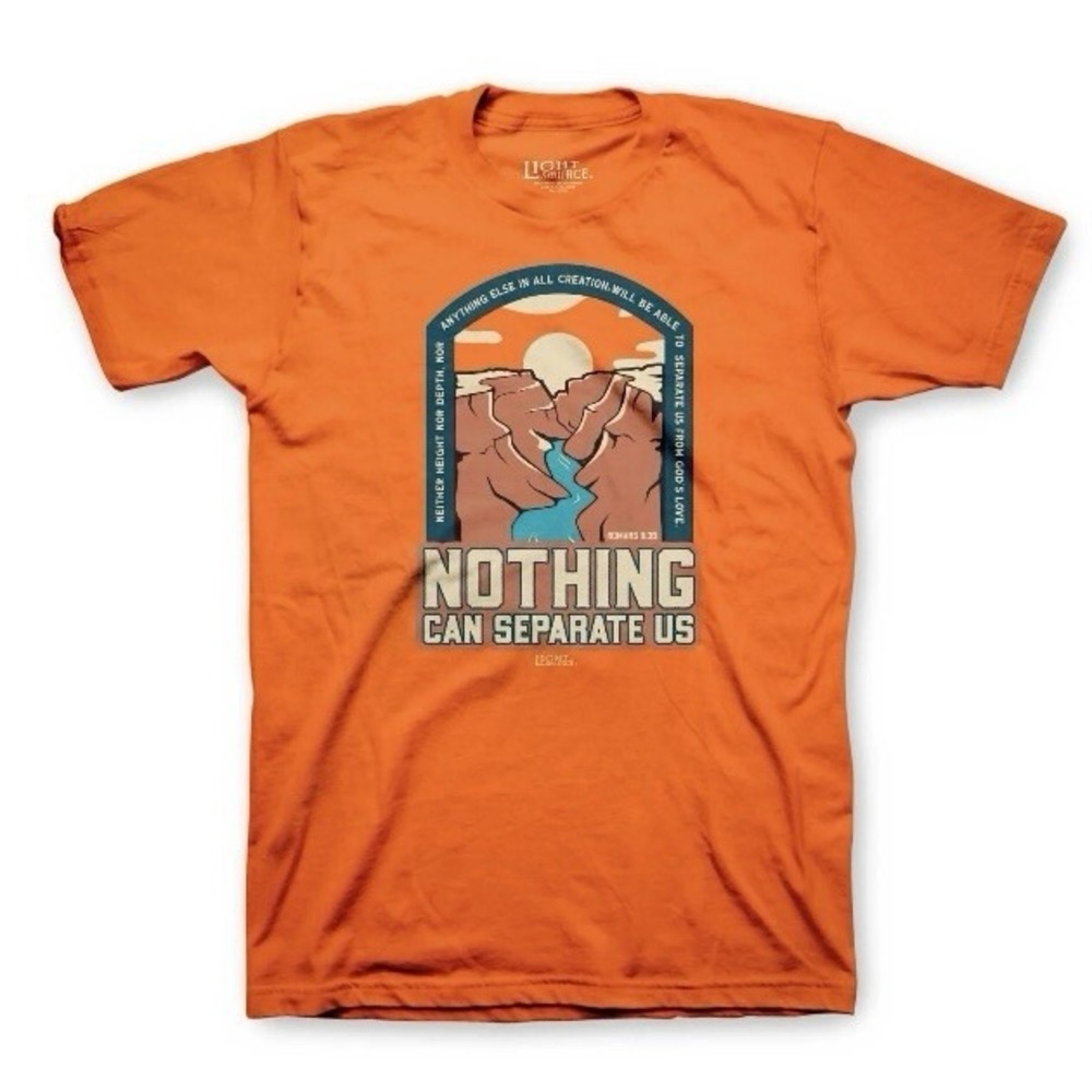 Light Source Mens TShirt Nothing Can Separate Us Medium New with Tags Orange